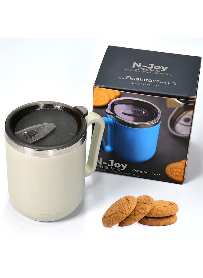 GANESH GANESH N-Joy Unbreakable Mugs with Cap Stainless Steel Plastic Covered Travel Mug with lid for Tea, Coffee, Milk (400ml)  - Image 5