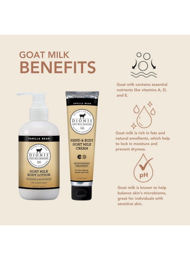 Dionis Goat Milk Skincare Vanilla Bean 8.5Oz Hydrating Body Lotion And 3.3Oz Hand & Body Moisturizing Travel Size Cream Scented Bundle, Natural Ingredients, Made In The Usa, Cruelty Free, Paraben Free - Image 2