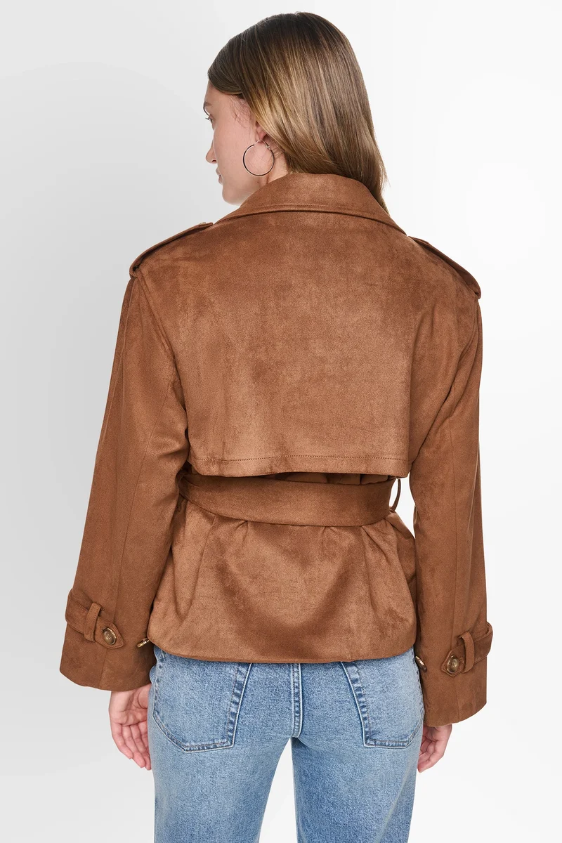 DKNY  FAUX SUEDE SHORT TRENCH COAT for Women | Best Price UAE