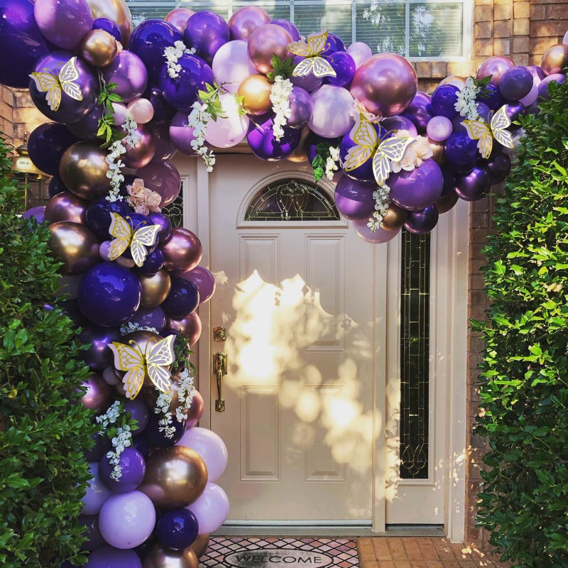 DCJHFJ Purple Balloon Garland Kit With Butterfly Dark And Gold Arch Lavender Light Decoration For Baby Girl Princess Party Birthday - Image 4