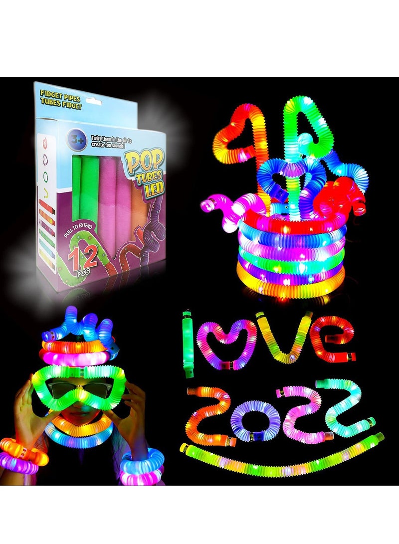 كابتن تيك Glow Sticks Bulk Party Favors 12 Pack for Kids Light Up Tubes in the Dark Supplies Toys Bags Stuffers Birthday Return Gifts - Image 1