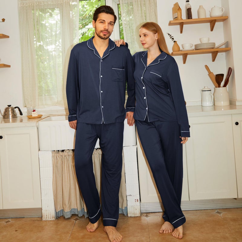 BAMBOO COOL Mens Pajama Set Bamboo Viscose Cotton Soft Lightweight Loungewear Sleepwear Long Sleeve and Pants with Pockets - Image 2