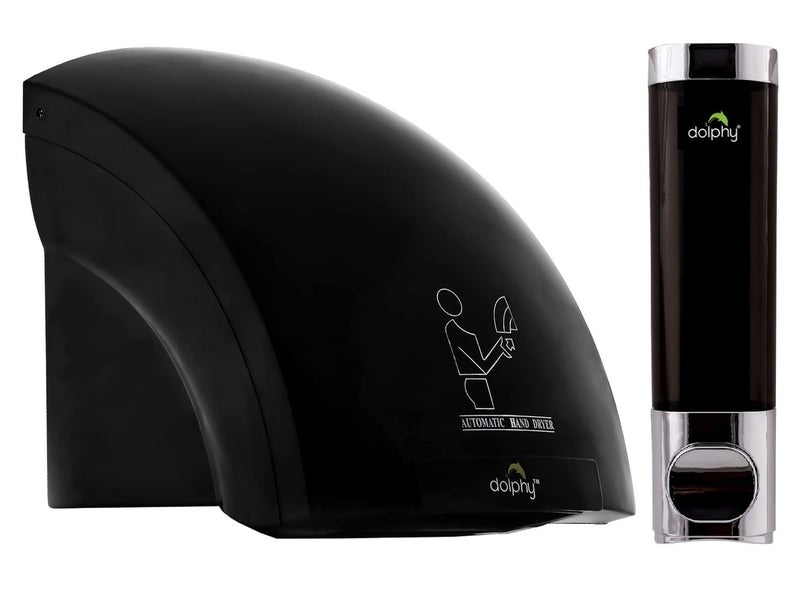 DOLPHY Plastic Automatic Hand Dryer With Liquid Soap Dispenser - Black, 300 Ml - Image 1