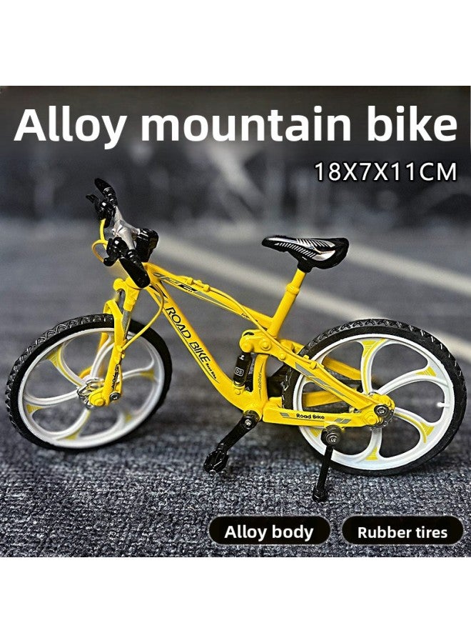 Simulated Alloy Bicycle Curved Handlebar Mountain Bike Metal Toy Model Mini Bicycle Boy Gift Ornament Hand-Made 