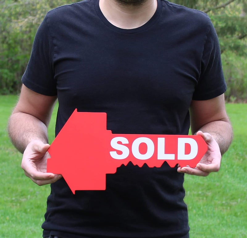 Pulse Brands Sold Sign for New Home Owners - Key Shaped - Real Estate Agent Supplies - Just Sold - Social Media Photo Props for Realtors and Home Owners - Our New Home Sign - Closing Sign First House - Image 3