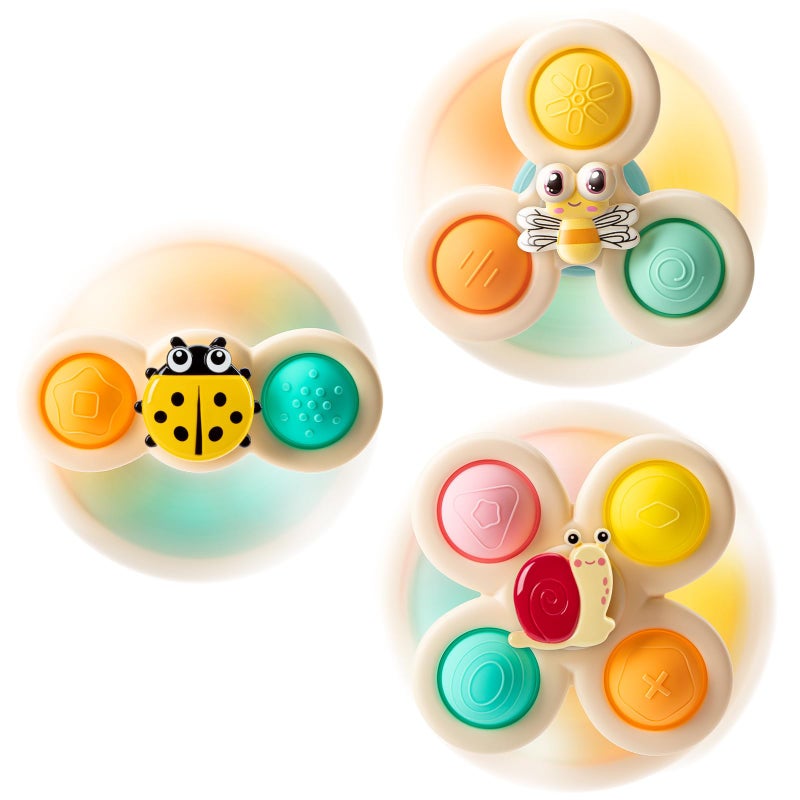 TOHIBEE 3Piece Suction Cup Spinner Toys for 13 Year Old Boys Girls Spinning Sensory Toys for Toddlers 1218 Months First Birthday Gifts - Image 2