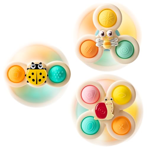 TOHIBEE 3Piece Suction Cup Spinner Toys for 13 Year Old Boys Girls Spinning Sensory Toys for Toddlers 1218 Months First Birthday Gifts - Image 1