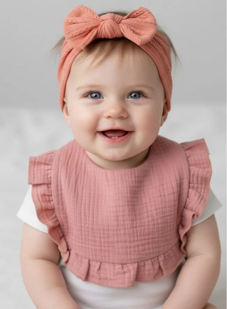 بيبي كلو Baby Girl Feeding Bib Headband Set