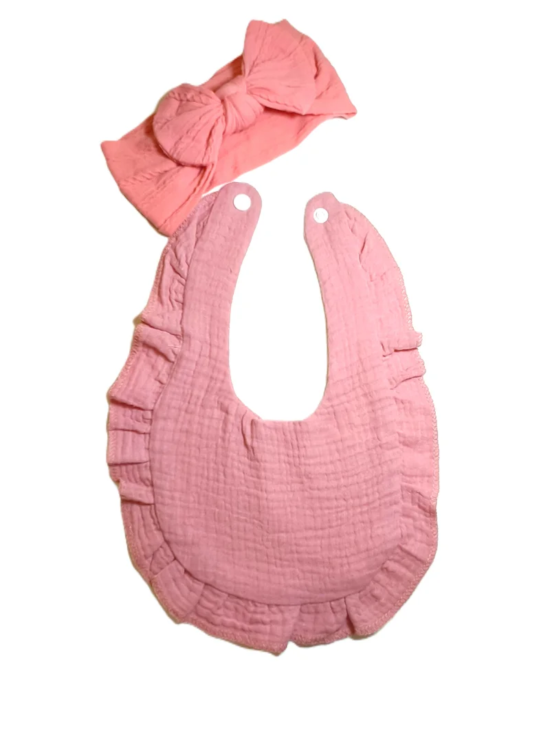 بيبي كلو Baby Girl Feeding Bib Headband Set