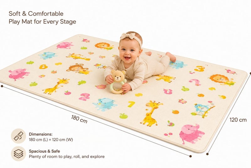 Earss Baby Play Mat – BPA-Free Foldable Foam Crawling Mat for Kids (180 x 120 cm) – Portable, Safe, and Comfortable Floor Play Mat (Assorted Designs) - Image 3