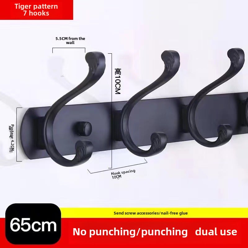 Stainless Steel Wall-Mounted Coat Hooks Black 7 Hook 