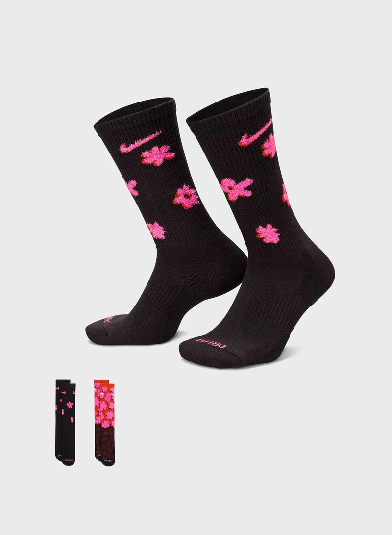 Nike 2 Pack Everyday Plus Cush Crew Socks