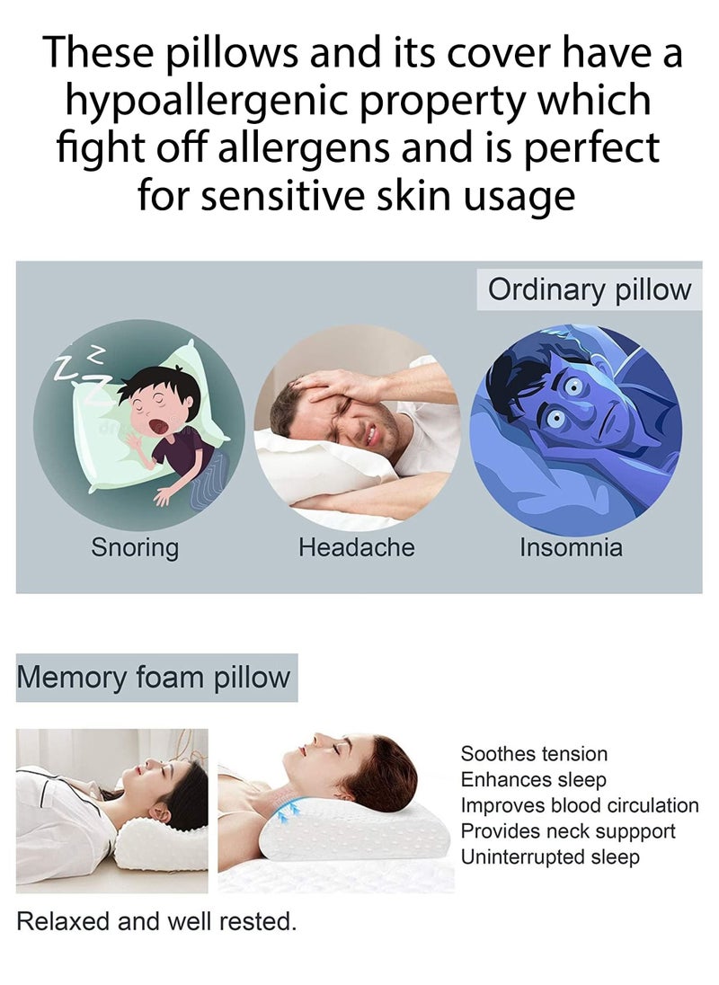 Toshionics Cervical Orthopaedic Memory Foam Technology Ergonomic Contour Medical Pillow For Sleep Comfort Premium Quality Neck Support and Shoulder Pain Relief With Washable Cover, 2 Pieces  - Image 2