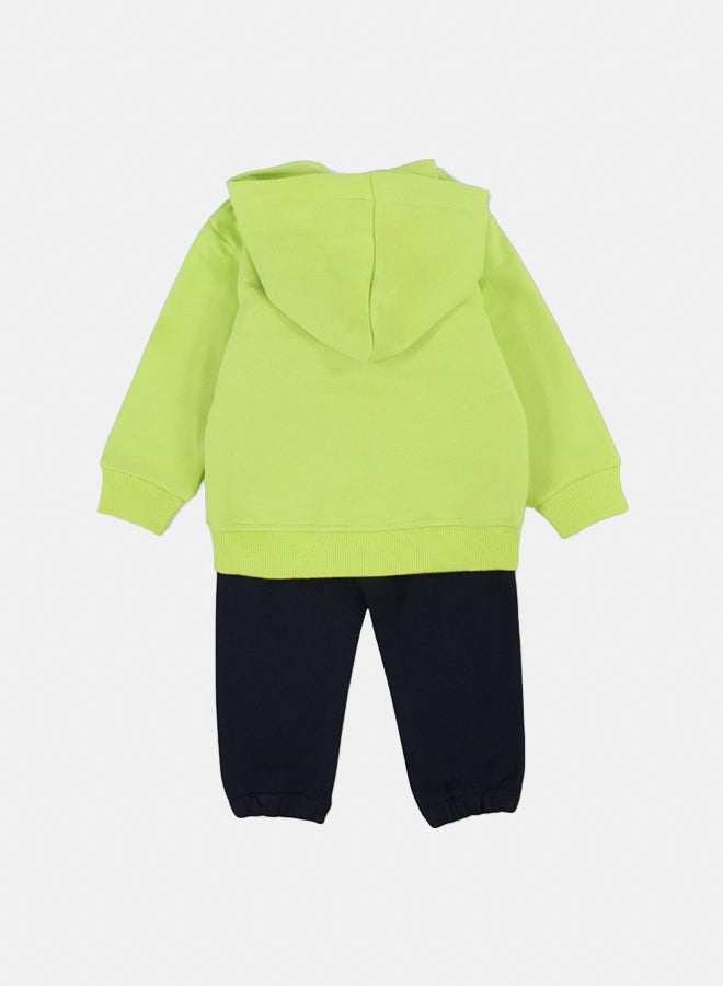 Pompelo Baby Boys Cotton 2-Piece Hooded Outfit Set – Lemon/Black - Image 2