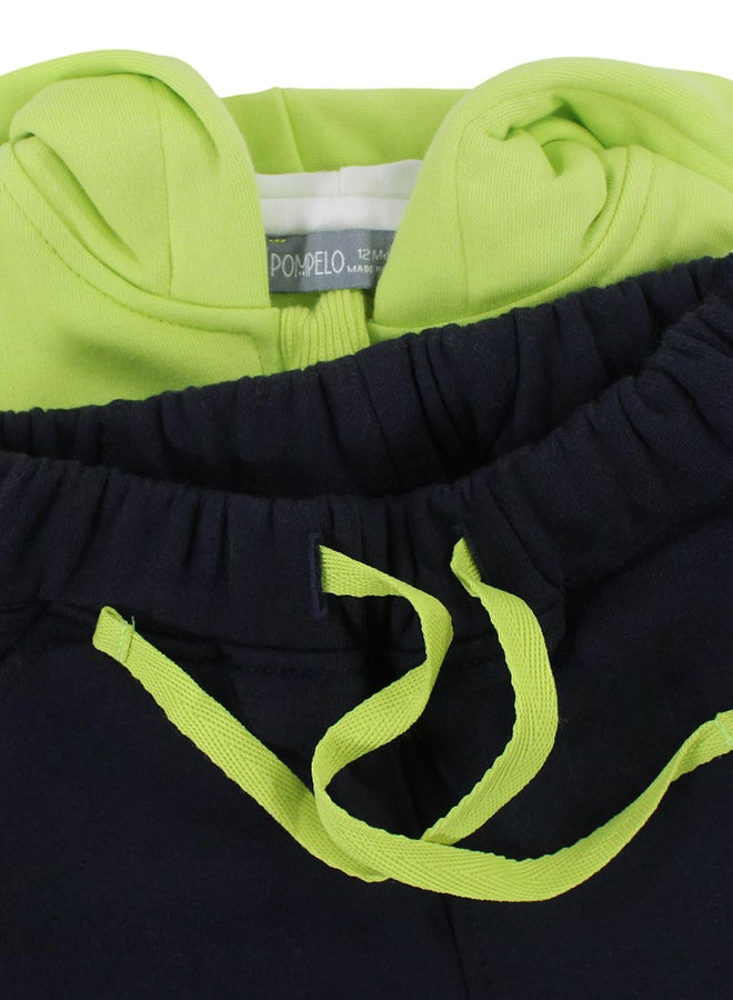 Pompelo Baby Boys Cotton 2-Piece Hooded Outfit Set – Lemon/Black - Image 3