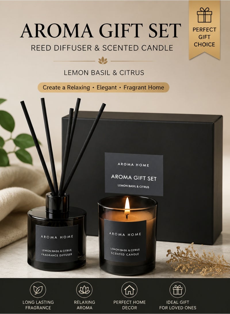 Candle Luxury Reed Diffuser and Scented Candle Gift Set, Home Fragrance Aromatherapy Set with Long Lasting Aroma, Romantic Birthday Valentine Gift for Women Men, Bedroom Living Room Office Decor - Image 1
