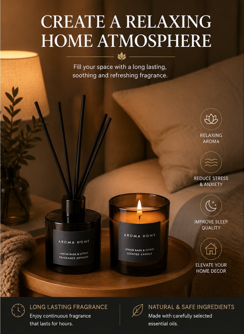 Candle Luxury Reed Diffuser and Scented Candle Gift Set, Home Fragrance Aromatherapy Set with Long Lasting Aroma, Romantic Birthday Valentine Gift for Women Men, Bedroom Living Room Office Decor - Image 3