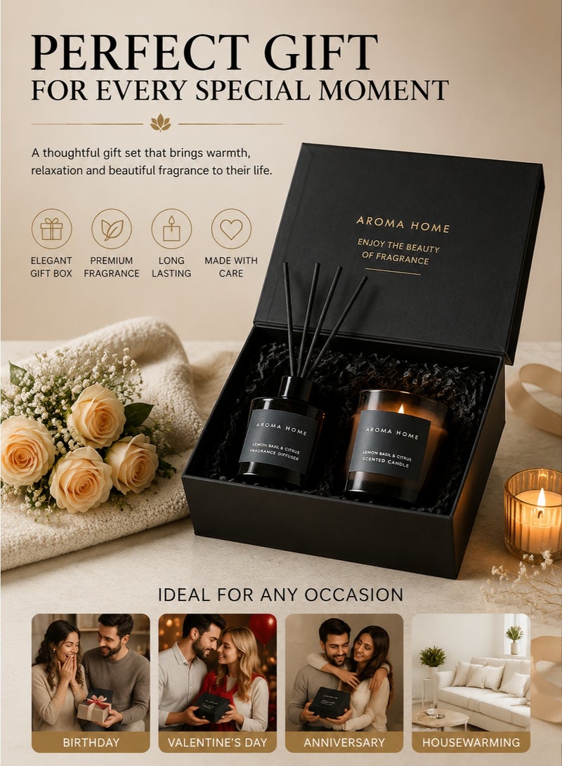 Candle Luxury Reed Diffuser and Scented Candle Gift Set, Home Fragrance Aromatherapy Set with Long Lasting Aroma, Romantic Birthday Valentine Gift for Women Men, Bedroom Living Room Office Decor - Image 2