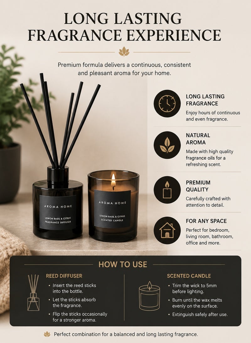Candle Luxury Reed Diffuser and Scented Candle Gift Set, Home Fragrance Aromatherapy Set with Long Lasting Aroma, Romantic Birthday Valentine Gift for Women Men, Bedroom Living Room Office Decor - Image 4
