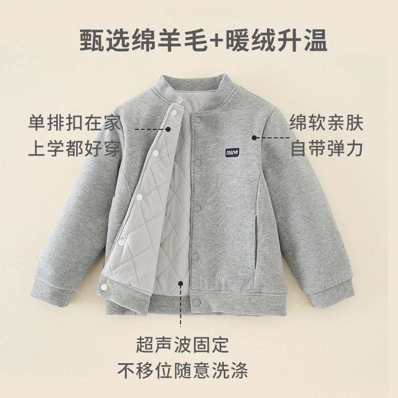 Kids Cashmere School Jacket Cotton Padded Winter Coat Royal blue - Image 5