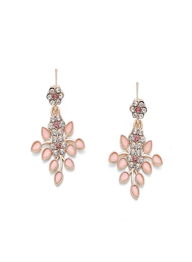 KENNICE Rhodium-Plated Cubic Zirconia Studded Leafy Shaped Necklace With Earrings Jewellery Set For Girls and Women - Image 5