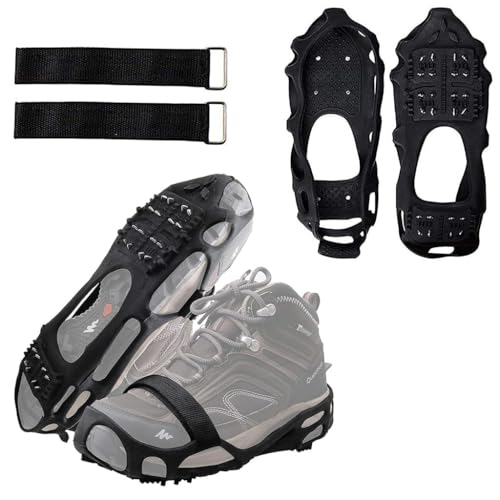 Linist Anti-Slip Ice Cleats for Shoes & Boots | 24 Manganese Steel Spikes with Adjustable Straps | Heavy-Duty Ice Traction Cleats for Hiking, Walking, Trekking, Climbing | Snow Grips (M-36 to 41) - Image 1