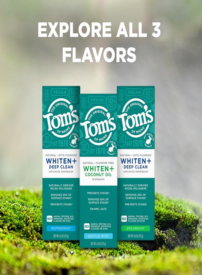 Tom's of Maine معجون أسنان تومز أوف مين وايتن بلس للتنظيف العميق، معجون تبييض طبيعي مع منظفات نباتية، آمن للمينا، يبيض دون التسبب في حساسية، بنكهة النعناع، 4.0 أونصة (عبوة من 3)  - Image 4