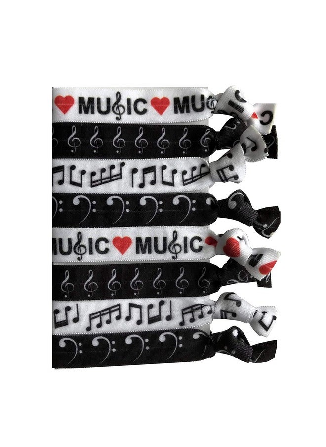 Sportigift 8 Piece Music Hair Elastic Set - Accessories For Musicians, Women, Girls, Teachers, Duet Partners, Band Classmates, Music And Singing Classmates And Friends, Music Decoration 