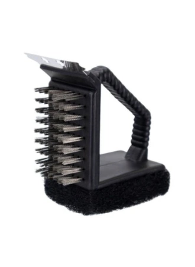 3-in-1 BBQ Grill Cleaning Brush with Scraper, Steel Bristles & Sponge, Heavy Duty Grill Cleaner for Gas, Charcoal & Barbecue Grates - Image 1