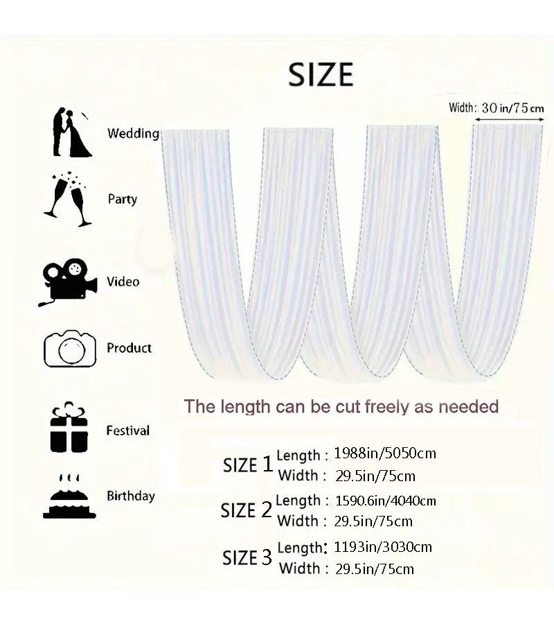 Black Sheer Tulle Polyester Fabric 29.5x4040cm for Wedding Party Decor - Image 3