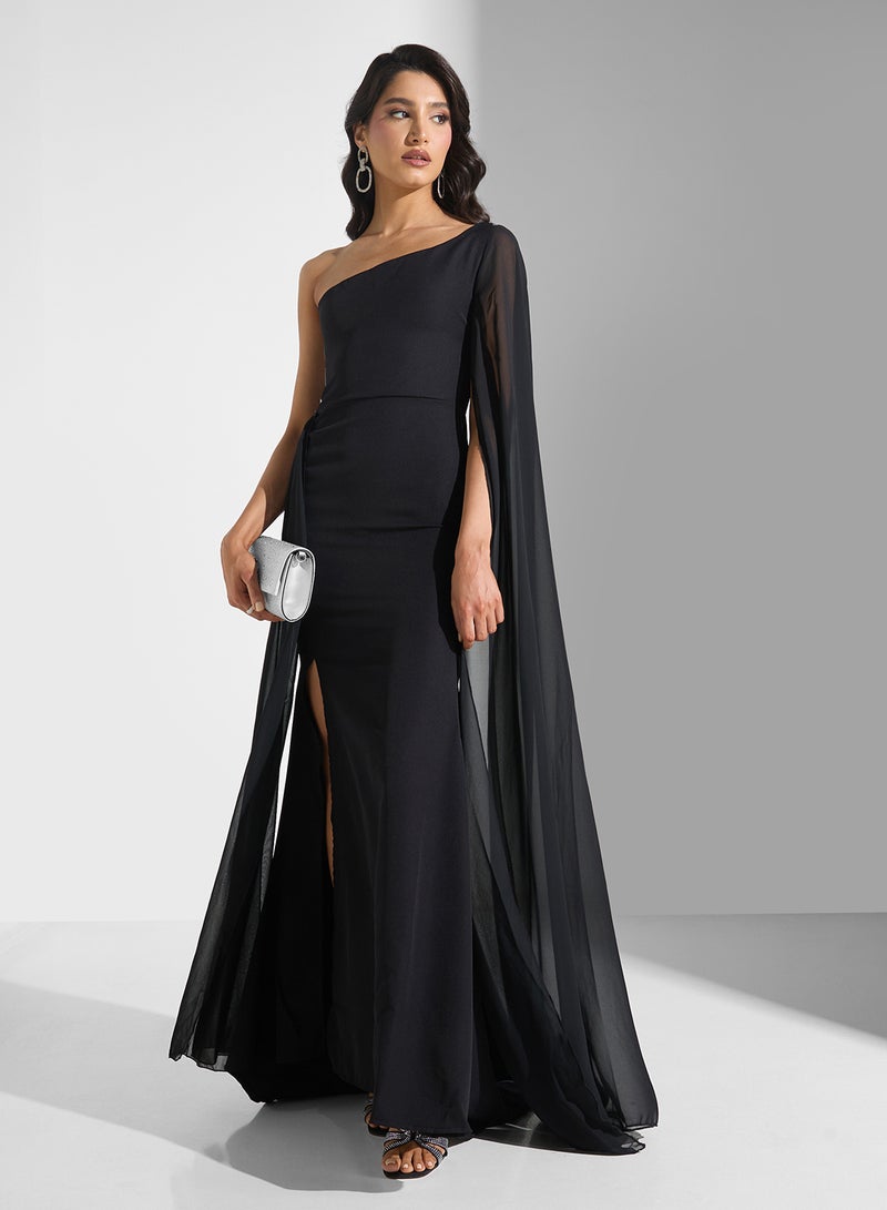 Ella Limited Edition One Shoulder Dress With Exaggerated Sleeve Trail  - Image 4
