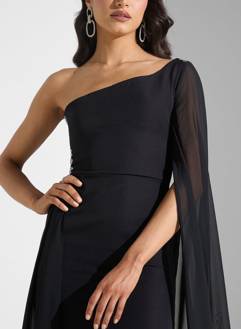 Ella Limited Edition One Shoulder Dress With Exaggerated Sleeve Trail  - Image 3