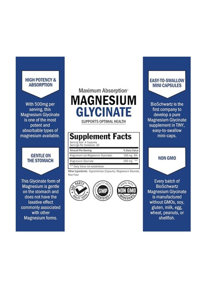 BioSchwartz Magnesium Glycinate 500mg 120 Capsules - Image 2