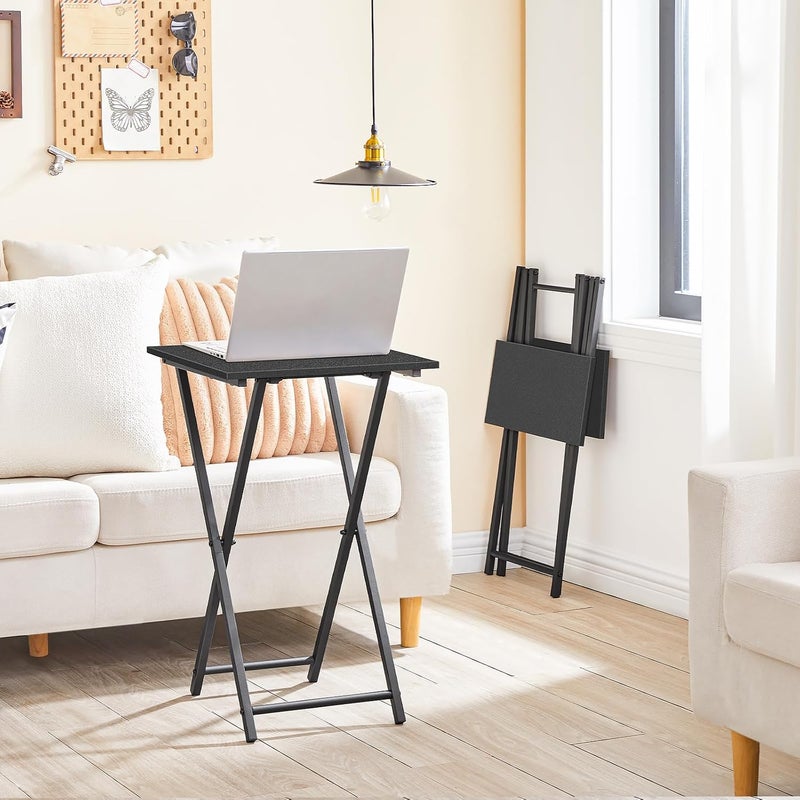 HOOBRO Foldable Wooden TV Stand, Portable End Table, Industrial Side Table for Small Spaces, Space-Saving, Easy to Install and Fold, Black BB27BZ01 - Image 4