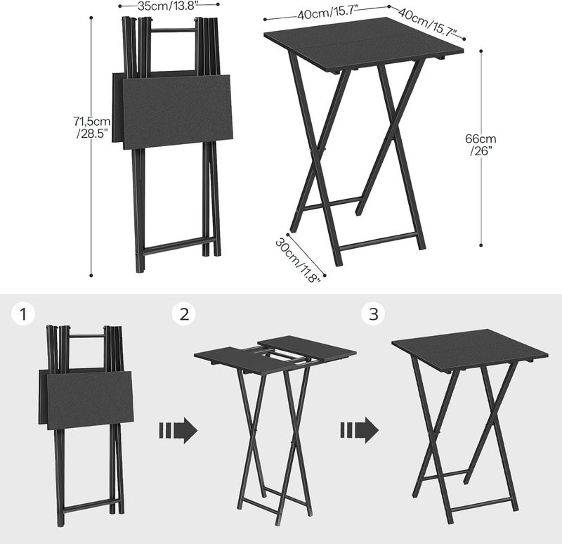 HOOBRO Foldable Wooden TV Stand, Portable End Table, Industrial Side Table for Small Spaces, Space-Saving, Easy to Install and Fold, Black BB27BZ01 - Image 3