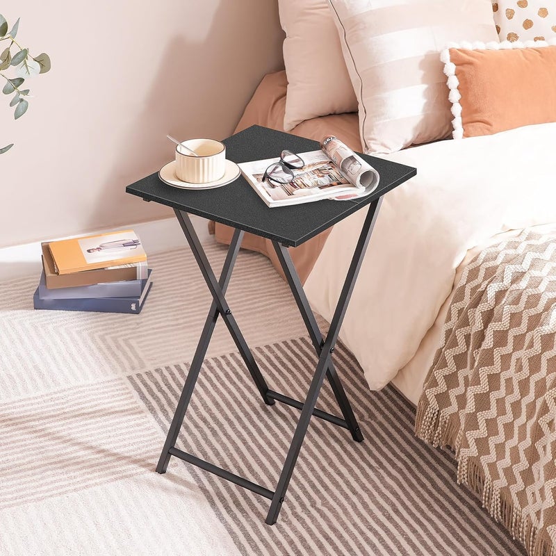 HOOBRO Foldable Wooden TV Stand, Portable End Table, Industrial Side Table for Small Spaces, Space-Saving, Easy to Install and Fold, Black BB27BZ01 - Image 2