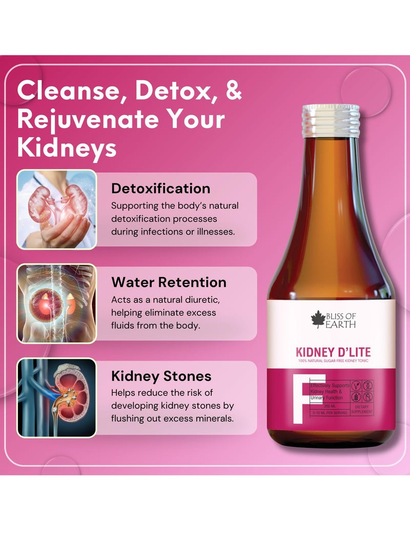 BLISS OF EARTH Bliss of Earth Kidney Detox Supplement For Kidney Stone Sugar Free Herbal Cleanse Prevents Kidney Stones Dissolves Early Stage Kidney Stones 200ml  - Image 3