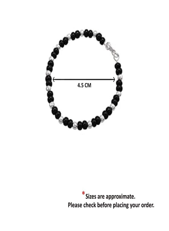 MOONPLUS 925 Sterling Silver HandMade Black Beads Nazariya Anklet for Baby|Evil Eye Bracelet for Baby Boys and Girls|Set of 2|Chandi Bells|Comfortable for Every Day Wear - Image 3