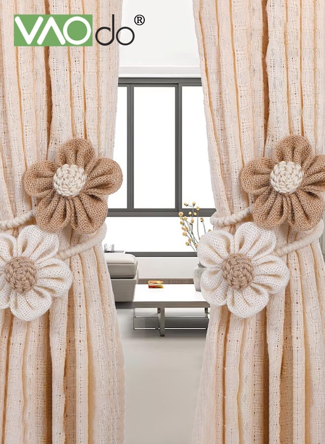 VAOdo 2PCS Cute Floral Curtain Tiebacks with Tassel, Adjustable Curtain Ties, Home Decoration Curtains Holdbacks, Fit Farmhouse Styles for Bedroom Living Room Study Room - Image 5