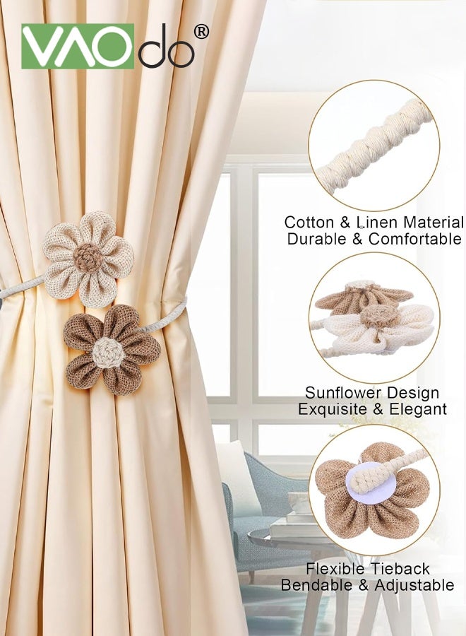 VAOdo 2PCS Cute Floral Curtain Tiebacks with Tassel, Adjustable Curtain Ties, Home Decoration Curtains Holdbacks, Fit Farmhouse Styles for Bedroom Living Room Study Room - Image 4