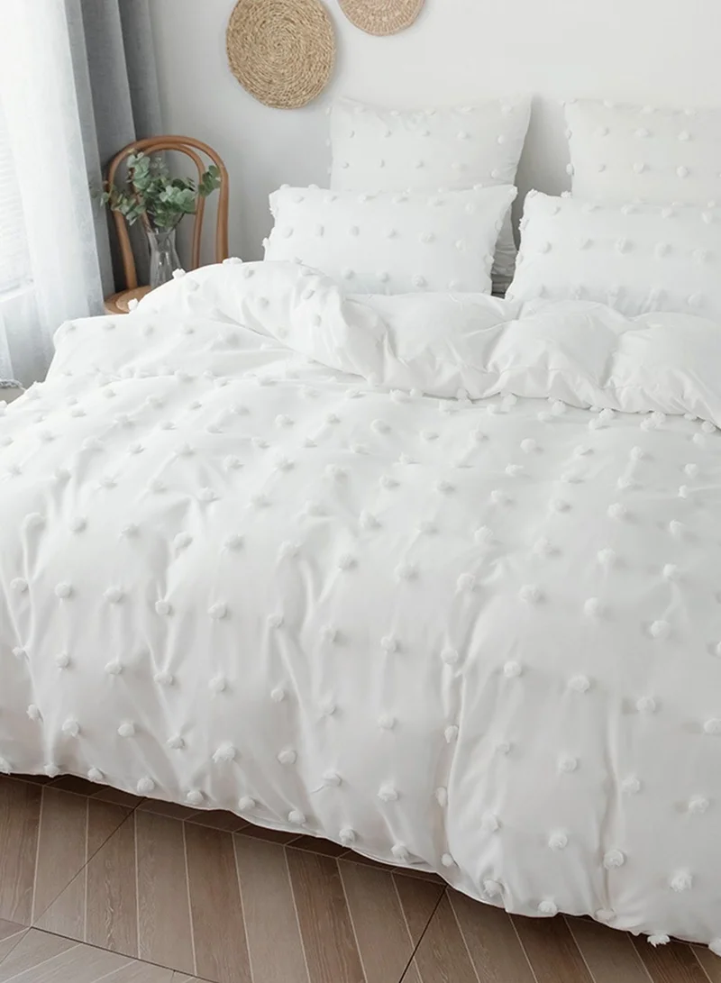 Noire Edit Premium White Pom Pom King Bedding Set