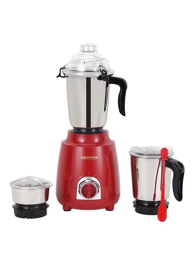 KRYPTON 3-in-1 Mixer Grinder with 750W Motor | 3-Speed Control | Overload Protection | Shockproof ABS Body | Multi-Purpose Jars 750 W KNB6206B Red/Black - Image 1