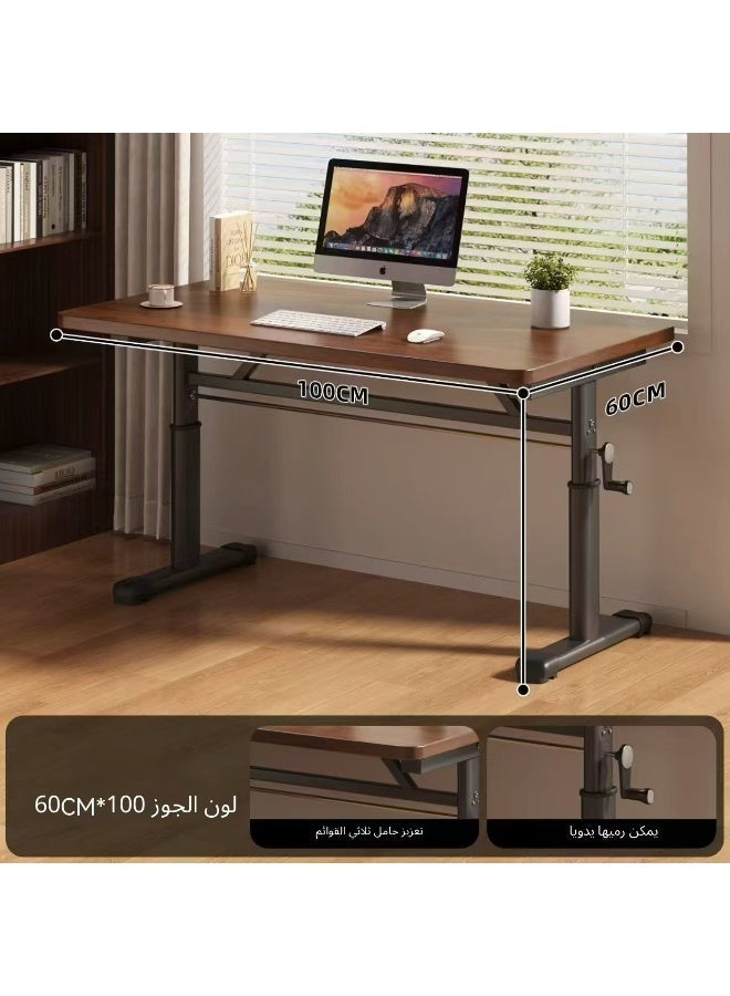 ChenDa Hand Crank Adjustable Desk 100x60cm – Sit Stand Home Office Desk for Adults & Kids, Heavy-Duty Steel Frame, No Electricity Needed, Easy Tool-Free Assembly - Image 2
