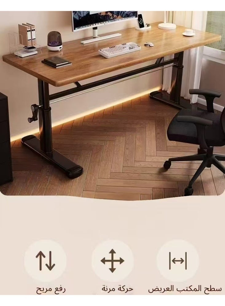 ChenDa Hand Crank Adjustable Desk 100x60cm – Sit Stand Home Office Desk for Adults & Kids, Heavy-Duty Steel Frame, No Electricity Needed, Easy Tool-Free Assembly - Image 5