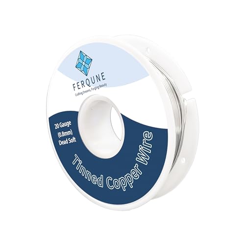 Ferqune FERQUEN 20 Gauge Tinned Copper Wire for Stained Glass Project, Crafts, and Jewelry Making, 65Feet - Image 1