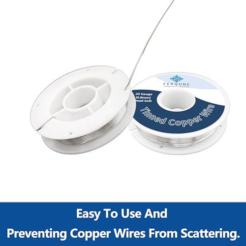 Ferqune FERQUEN 20 Gauge Tinned Copper Wire for Stained Glass Project, Crafts, and Jewelry Making, 65Feet - Image 4
