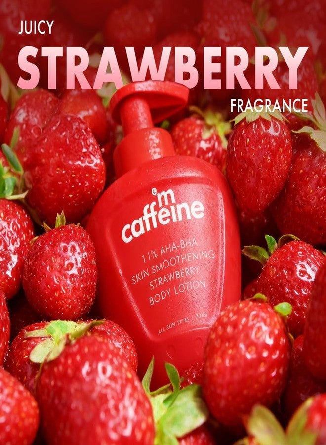mCaffeine 11% AHA BHA Strawberry Body Lotion for Skin Smoothening | Gently Exfoliates Dead, Dry, Even Tones Skin | 72hr Moisturization | Juicy Strawberry Scent, For Men & Women-200ml - Image 5