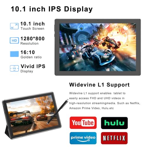 HOTTABLET Tablet 10-inch Android 15, RAM 12GB(4+8Expand) +ROM 64GB, 2+8MP Dual Camera, 6000mAh Battery (Tablet+case+Stylus)(Black) - Image 4