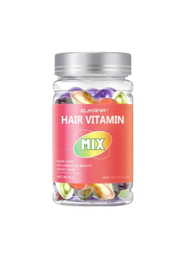 ميكس 40 كبسولة من خلاصة العناية بالشعر زيت مغربي للعناية بالشعر المجعد وتحسين الشعر المجعد والقوي وجمال الشعر بدون غسل زيت عطري للعناية بالشعر - Image 1