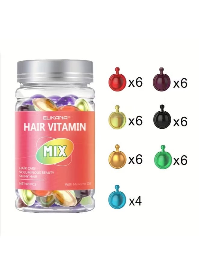 ميكس 40 كبسولة من خلاصة العناية بالشعر زيت مغربي للعناية بالشعر المجعد وتحسين الشعر المجعد والقوي وجمال الشعر بدون غسل زيت عطري للعناية بالشعر - Image 3